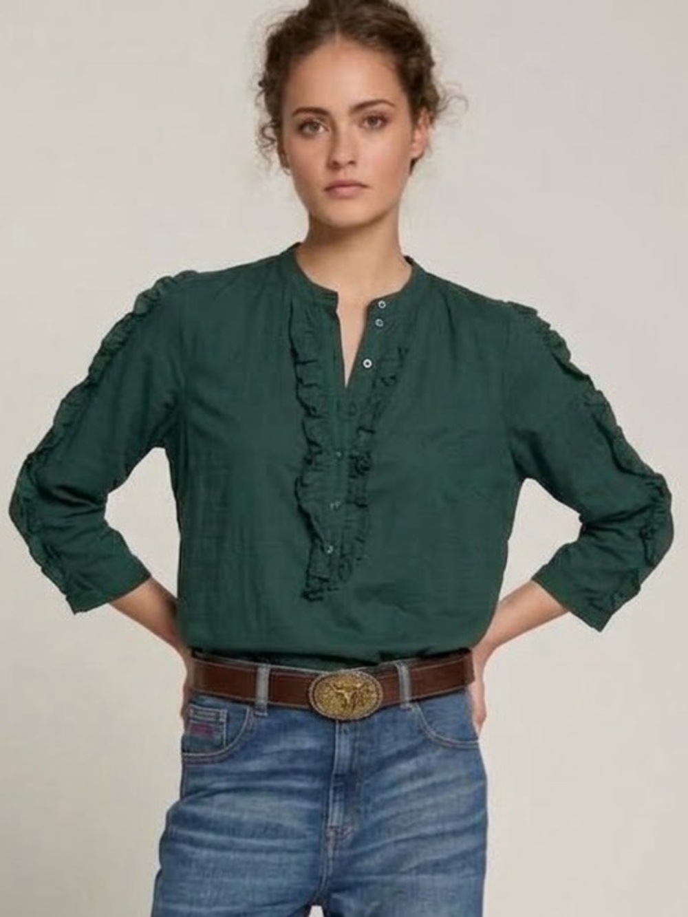 SEA NEW YORK $325 • 20” PTP • "Solange" Ruffle Blouse fall 2023